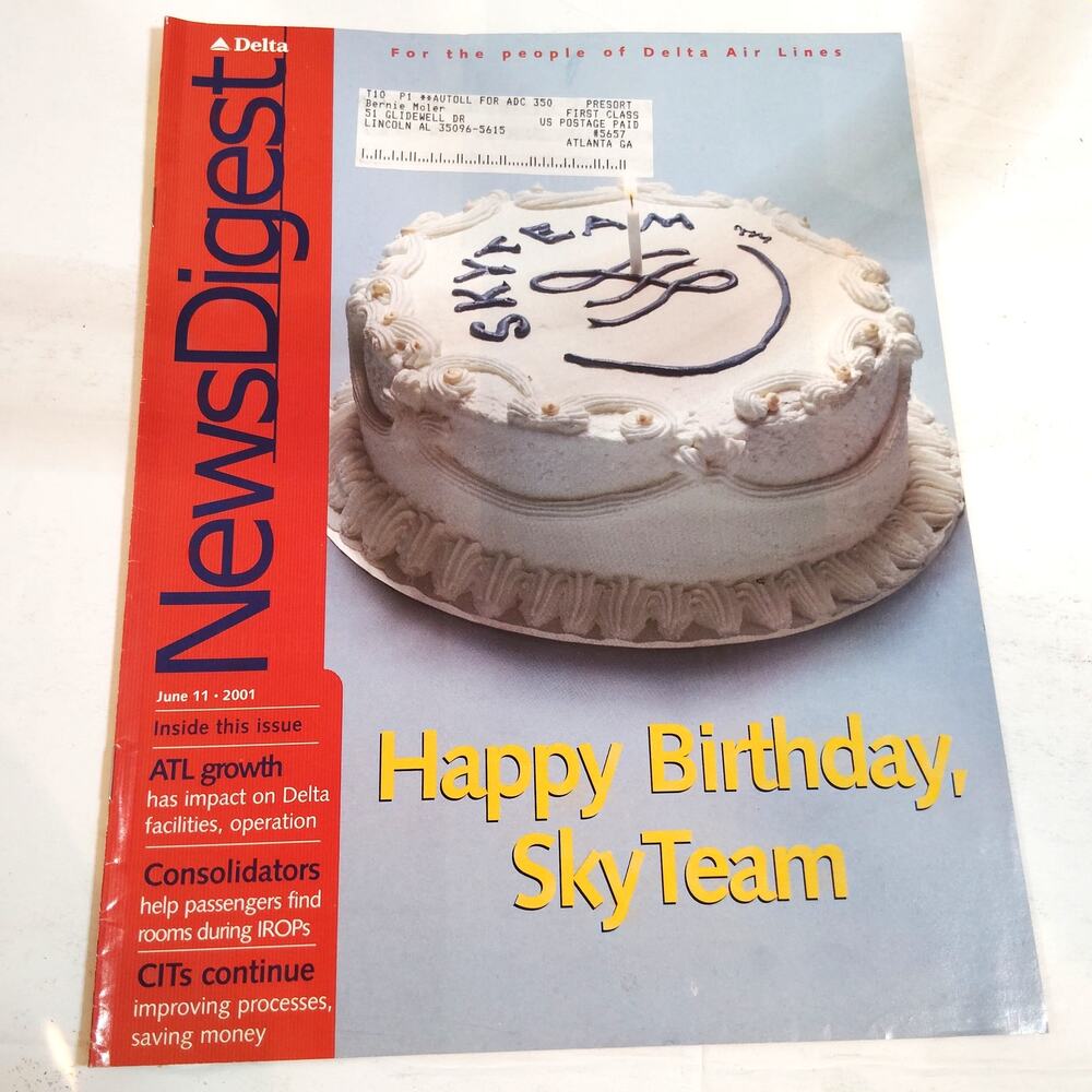 Delta News Digest - June 11, 2001 - "Happy Birthday SkyTeam" Airline Magazine